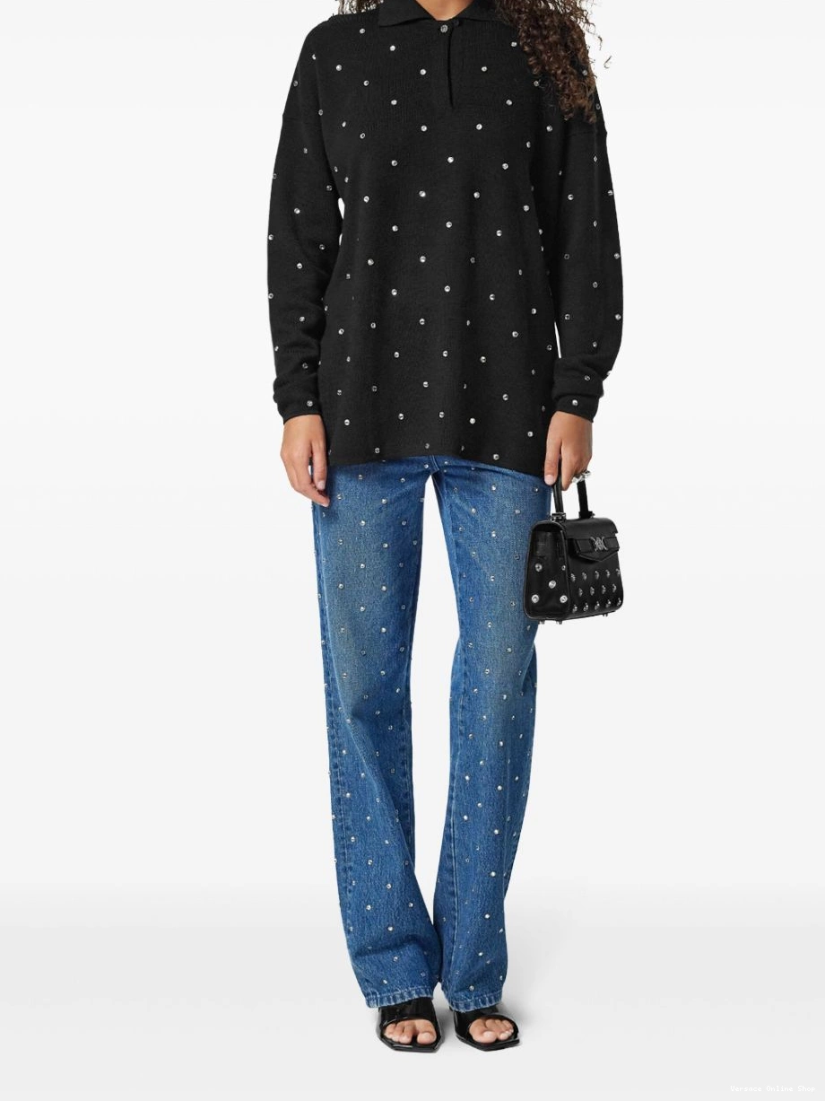 Affordable Versace stud-embellished Women shirt polo 0712